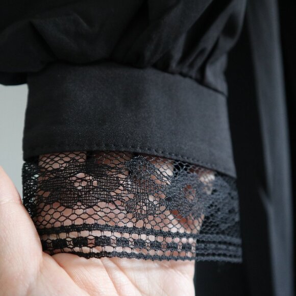 Vintage-style gothic midi dress, black, XS petite - Victorian witchy lolita - Picture 5 of 8